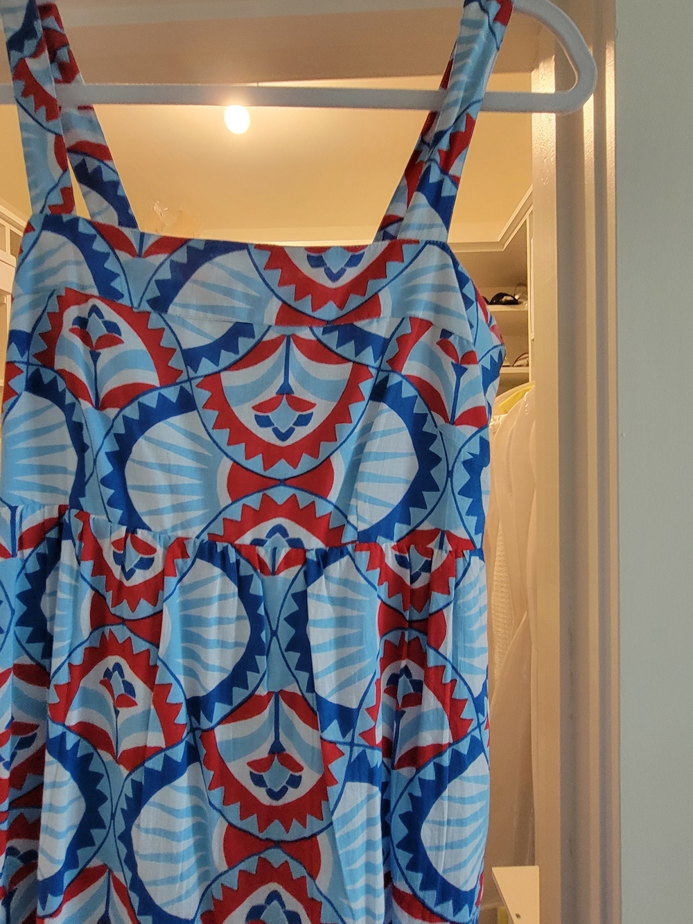 Almost New!! Authentic Oliphant Designer. Blue & Red Geometric Maxi Dress. - Picture 7 of 9